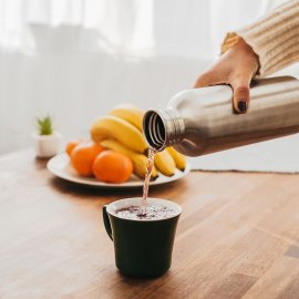 Bambaw Rostfri stor Vattenflaska med bambukork, 1000 ml