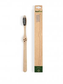 Bambaw tandborste i ekologisk bambu och aktivt kol, medium