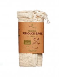 EcoLivings praktiska och miljövänliga tygpåsar för frukt, grönt och bröd är tillverkads av GOTS certifierad ekologisk bomull. Ta