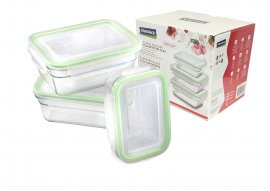Glasslock giftfri matlåda i glas set om tre