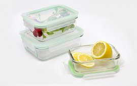 Glasslock giftfri matlåda i glas set om tre
