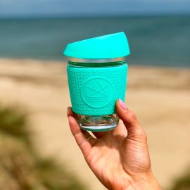 Neon Kactus kaffemugg  glas och silikon 340 ml