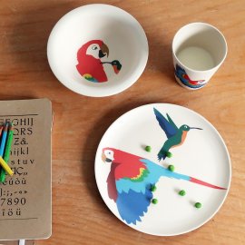 Zuperzozial matset i bambu hungry parrot