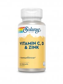 Solaray Vitamin C, D & Zink, 30 Kaps