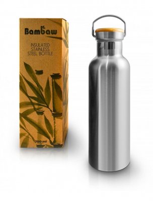Bambaw Rostfri Isolerad Vattenflaska med bambukork, 750 ml