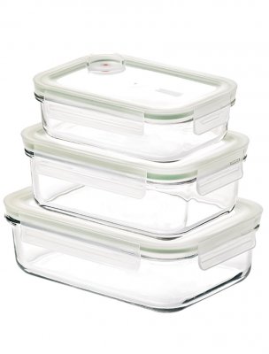 Glasslock giftfri matlåda i glas set om tre