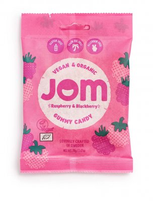 Ekologiskt vegan godis Jom organic raspberry hallon blackberry björnbär