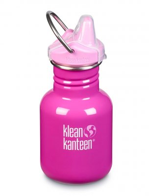 Klean Kanteen 355ml giftfri vattenflaska sippy kork bubble gum rosa pink