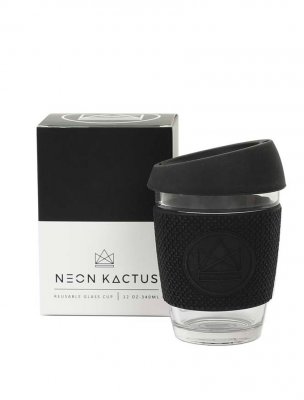 Neon Kactus kaffemugg i glas och silikon, 340 ml