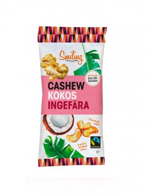 Smiling cashew ingefära kokos nyttiga snacks mellanmål