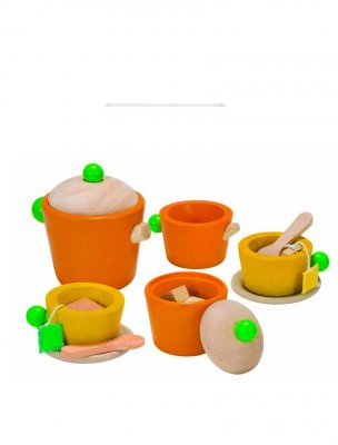 Plantoys teservis i gummiträ