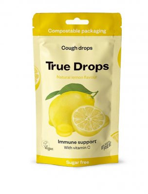 True Gum True Drops halstabletter naturligt vegan lemon citron